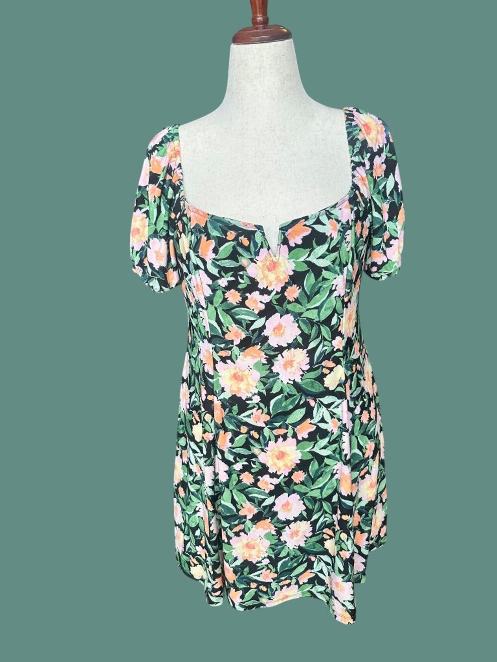 Lily Rose Floral Puff Sleeve Mini Dress XXL Cottagecore Dress